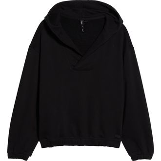 Prana Dreamterry V-Neck Hoodie in Black at Nordstrom, Size X-Large