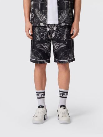 Philipp Plein Shorts jogging in seta con stampa grafica e coulisse