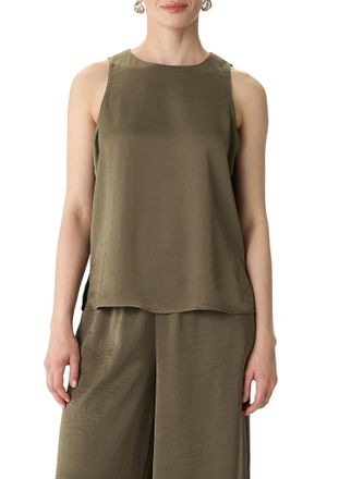 Comma Shirtbluse COMMA, Damen, Gr. 38, deep jungle, Obermaterial: 100% Polyester, unifarben, regular fit Po-bedeckend, Rundhals, Blusen Shirtbluse, ohne &Auml;rm