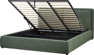 Beliani Letto matrimoniale in tessuto verde scuro con contenitore 180 x 200 cm Bajonna