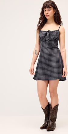 Twik Womens Mini-checkers linen-blend minidress