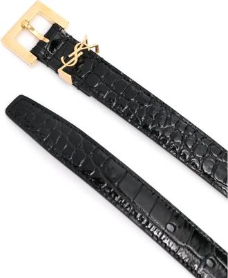 Saint Laurent Cassandre Crocodile-embossed Belt