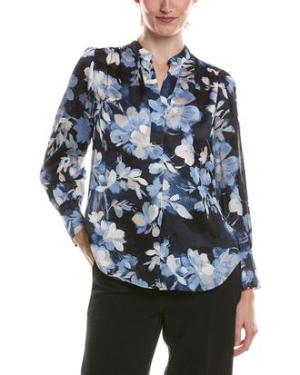 Anne Klein V-Neck Printed Satin Top