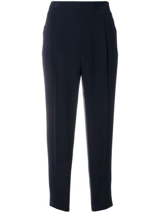 Alberto Biani cropped trousers - women - Triacetate/Polyester - 46 - Blue