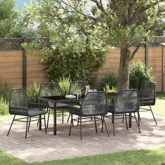 vidaXL Conjunto De Comedor De Jard&iacute;n 7 Pcs Negro Rat&aacute;n Sint&eacute;tico Vidaxl