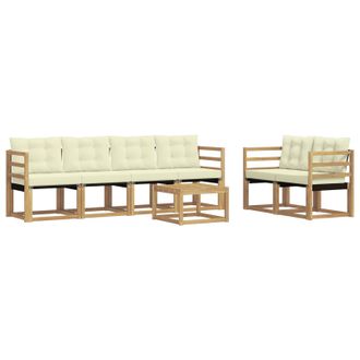 vidaXL Conjunto De Sof&aacute;s De Exterior Con Coj&iacute;n 7 Pcs Blanco Y Crema Vidaxl