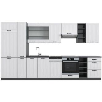 Vicco Mueble de cocina Fame-Line, Casa de campo blanca/antracita, 355 cm con armario alto, sin encimera