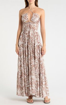 Elan Cutout Cover-Up Maxi Dress in Neutral Bali Print at Nordstrom, Size X-Small