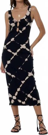 Young Fabulous & Broke Demios Midi Dress In Black Shibori Wash