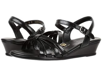 SAS Strippy Wedge Sandal Womens Shoes Black Patent : 10.5 WW - Double Wide (D)