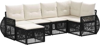 vidaXL Conjunto De Sof&aacute;s De Jard&iacute;n 6 Uds. Negro Y Blanco Crema Vidaxl