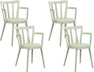Beliani Soggiorno moderno minimalista Set di 4 sedie da pranzo Seduta in ecopelle sintetica imbottita verde con braccioli Morill