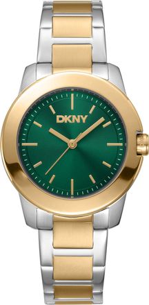 DKNY Women Watch, Two Tone Silver & Gold Color Case, Dark Green Dial, Two Tone Silver & Gold Color Metal Bracelet, 3 Hands, 5 ATM