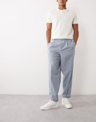Asos Pantaloni sartoriali affusolati comodi in 100% lana premium blu polvere
