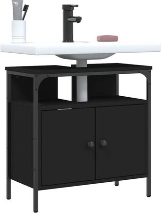 vidaXL Mobile Lavabo Bagno Nero 60x30x60 cm in Legno Multistrato - Vidaxl