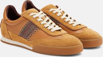 Etro Pegaso suede-trimmed leather sneakers