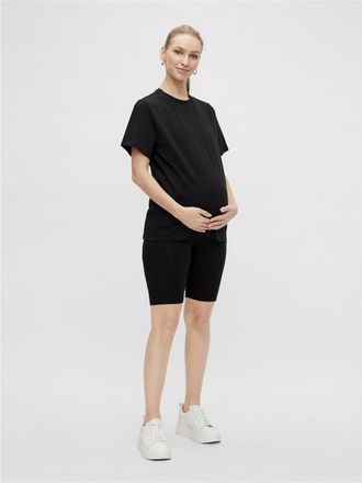 Mama Licious Shorty MAMALICIOUS MLSALLY SOLID T-SHIRT & SHORTS SET NOOS, Damen, Gr. XS (34), schwarz, Jersey, Obermaterial: 95% Baumwolle, 5% Elasthan, unifarben, 