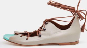 Malone Souliers Grey Leather Starppy Flat Sandals