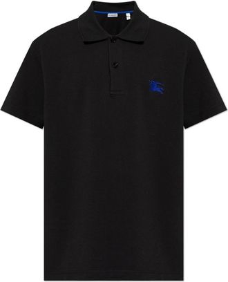 Burberry Polo met Logo - Heren - Polos - Zwart - M - Katoen - Tops