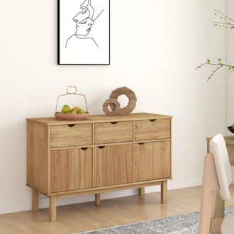 vidaXL Aparador Otta Madera Maciza Pino 114x43x73,5 Cm Vidaxl