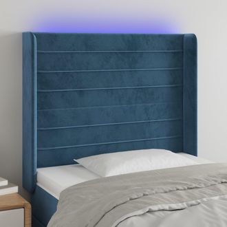 vidaXL Cabecero Con Led De Terciopelo Azul Oscuro 83x16x118/128 Cm Vidaxl