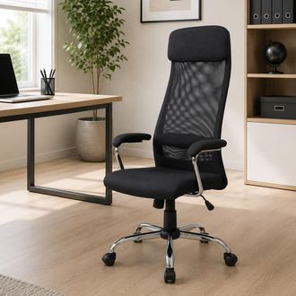 Serena Serena - Silla De Oficina Canberra, Sill&oacute;n Presidencial Con Reposabrazos, Silla De Oficina Ergon&oacute;mica, Cm 65x65h126/136, Negro