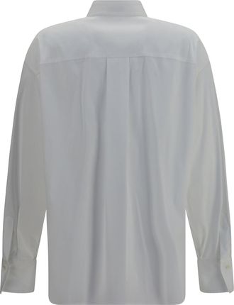Brunello Cucinelli Womens Shirt With Monili Embellishment Bianco Cotton; Polyamide; Elastane
