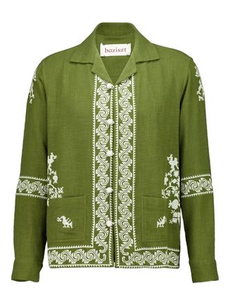 Baziszt embroidered long-sleeve shirt - Green