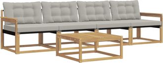 vidaXL Conjunto De Sof&aacute;s De Exterior 5 Uds. Blanco Y Gris Claro Vidaxl