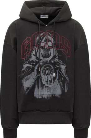 GCDS Gothic Printed Hoodie - Heren - Hoodies - Zwart - L/Xl - Katoen - Hoodies & sweatvesten