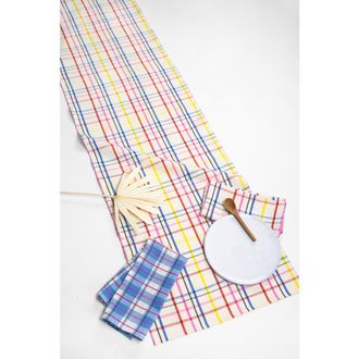Archive New York Vera Plaid Handwoven Cotton Table Runner in White at Nordstrom, Size X-Large