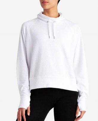 Danskin Textured Pullover Sweatshirt In Bright White