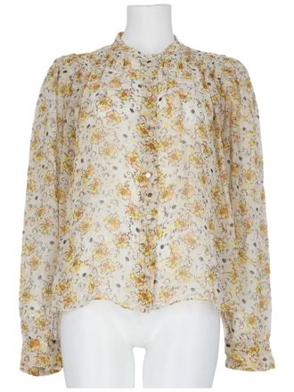 Isabel Marant Florine Sheer Puffed Sleeve Floral Blouse