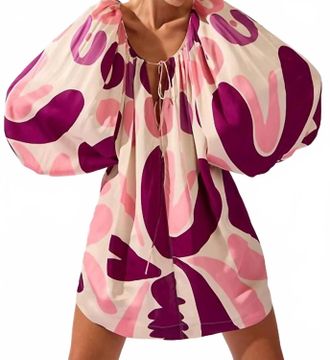 Adriana Degreas Bold Floral Puff Sleeve Mini Dress In Unique