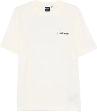 Barbour T-Shirts, male, White, Size: S Logo Print T-Shirt