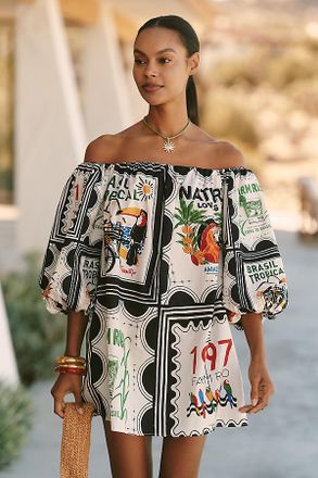 Farm Rio x Anthropologie Off-Shoulder Mini Dress