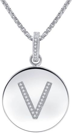 DiamondMuse Diamond Muse 0.10 Cttw Initial Letter Diamond Necklace for Women, Girls, and Men in Sterling Silver