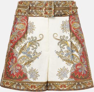 Veronica Beard Hobbes floral linen shorts