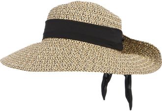 Nine West Flip Up Floppy Straw Sun Hat in Black Multi at Nordstrom Rack