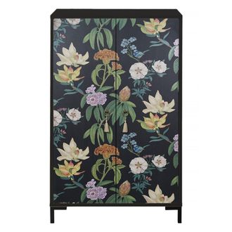 Really Nice Things Aparador MDF 2 puertas decorativas estampado Negro Floral