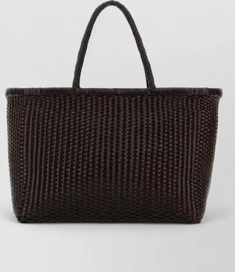 Dragon Diffusion leather b weave bucket bag top handles