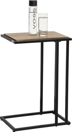 home24 Beistelltisch, Schwarz, Eichefarben, Metall, Holzwerkstoff, rechteckig, Flachrohr, 30x60x40 cm, Wohnzimmer, Wohnzimmertische