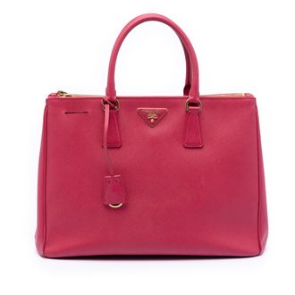 Prada Red Large Saffiano Lux Galleria Double Zip Satchel