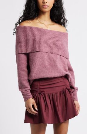 BP. Boucl&eacute; Off the Shoulder Sweater in Burgundy Shade at Nordstrom, Size Xx-Small