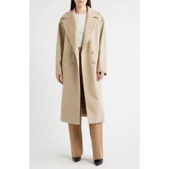 BOSS Calacas Wool & Cashmere Long Coat in Pumice at Nordstrom, Size 6