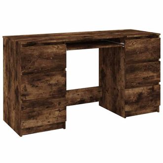 Berkfield Home Writing Desk Smoked Oak 140x50x77 cm Engineered Wood in Brown | Size: 140 x 50 x 77 cm