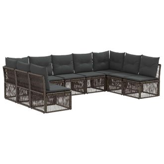 vidaXL Conjunto De Sof&aacute;s De Jard&iacute;n 9 Pcs Gris Rat&aacute;n Sint&eacute;tico Vidaxl