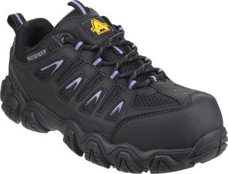 Amblers Womens AS708 Waterproof Non-Metal Ladies Safety Trainer - Black Leather - Size UK 4