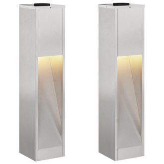 vidaXL Luz De Sendero Led Solar 2 Pcs Plateado Acero Inoxidable Vidaxl