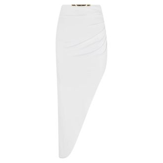 Elisabetta Franchi Midi Skirts, female, White, Size: M Asymmetrical Midi Skirt